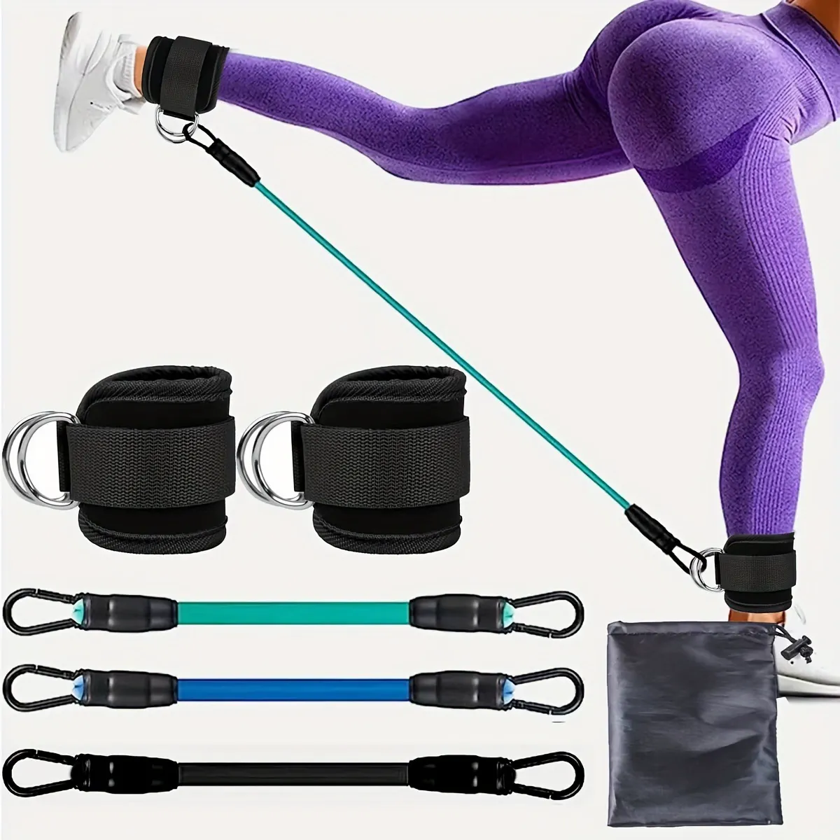 Resistance Bands, 5-Pack Ankle Band Set for Leg and Hip Training – TPE Material Band for Women Men, with Comfortable Grip, Ideal for Home Workouts, Exercise Equipment,Yoga Gym Fitness, Adjustable
