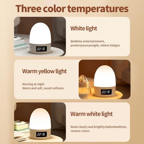 USB Power Lamp Multi-functional Portable Night Light Rechargeable Remote Control Touch Dimmable Adjustable Brightness Clock Function Bedside Sleep Light Baby Eye Protection