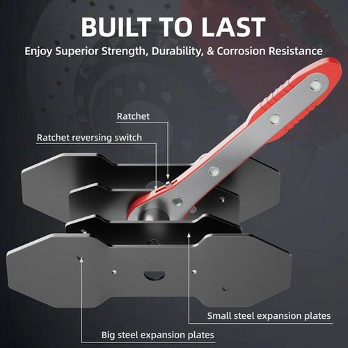 Brake Caliper Press Tool Car Piston Spreader Pad 360 Degree Swing Ratchet Hand Wrench Expander for Single Twin Quad Piston Disc Brake