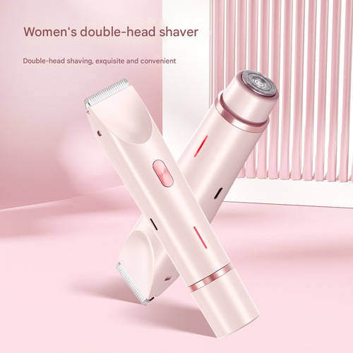 Bikini Trimmer for Women, Electric Shaver and Razor Rechargeable 2-in-1 Body and Facial Epilator, Dual Heads for Painless Trimming of Pubic Hair, Face, Underarms and Legs, IPX7 Waterproof. Christmas Gift New Year Gift Shaving Grooming