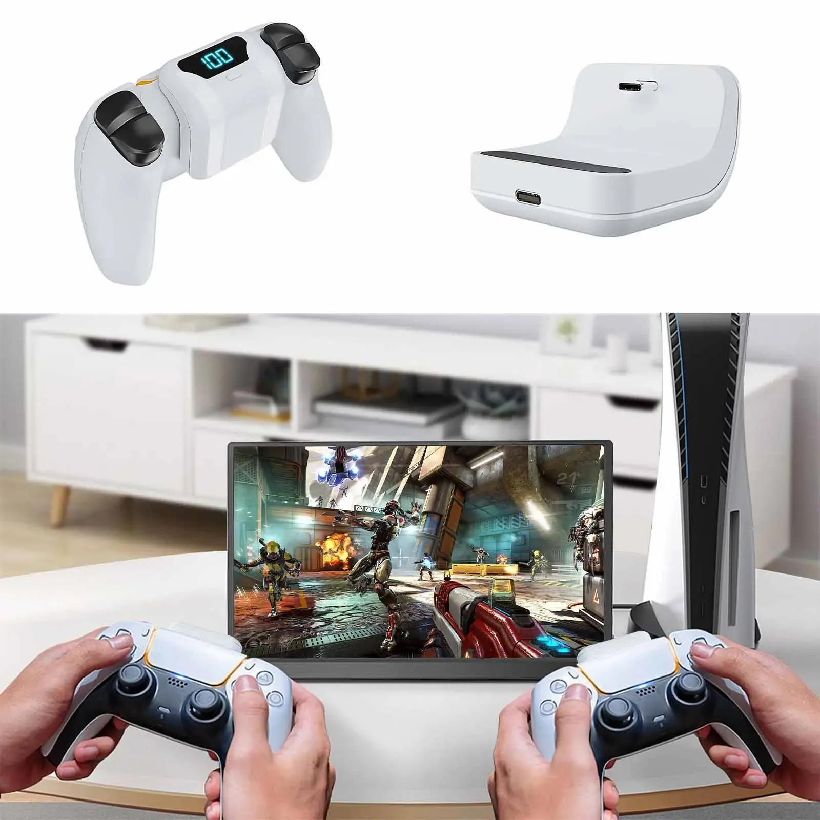 1800mAh Controller Rechargeable Battery for PS5, Game Controller Charger with Durable Back Clip Design, Essential Charging Accessory, Console Accessories