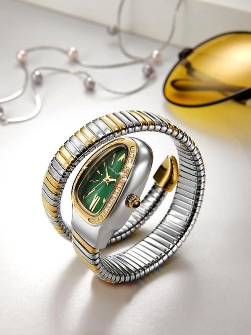 Women's Elegant Snake Design Rhinestone Decor Quartz Watch, Fashionable Wristwatch for Women & Girls, Trendy All-match & Exquisite Watch for Birthday Gift with Box, Fashionable Analog Watch