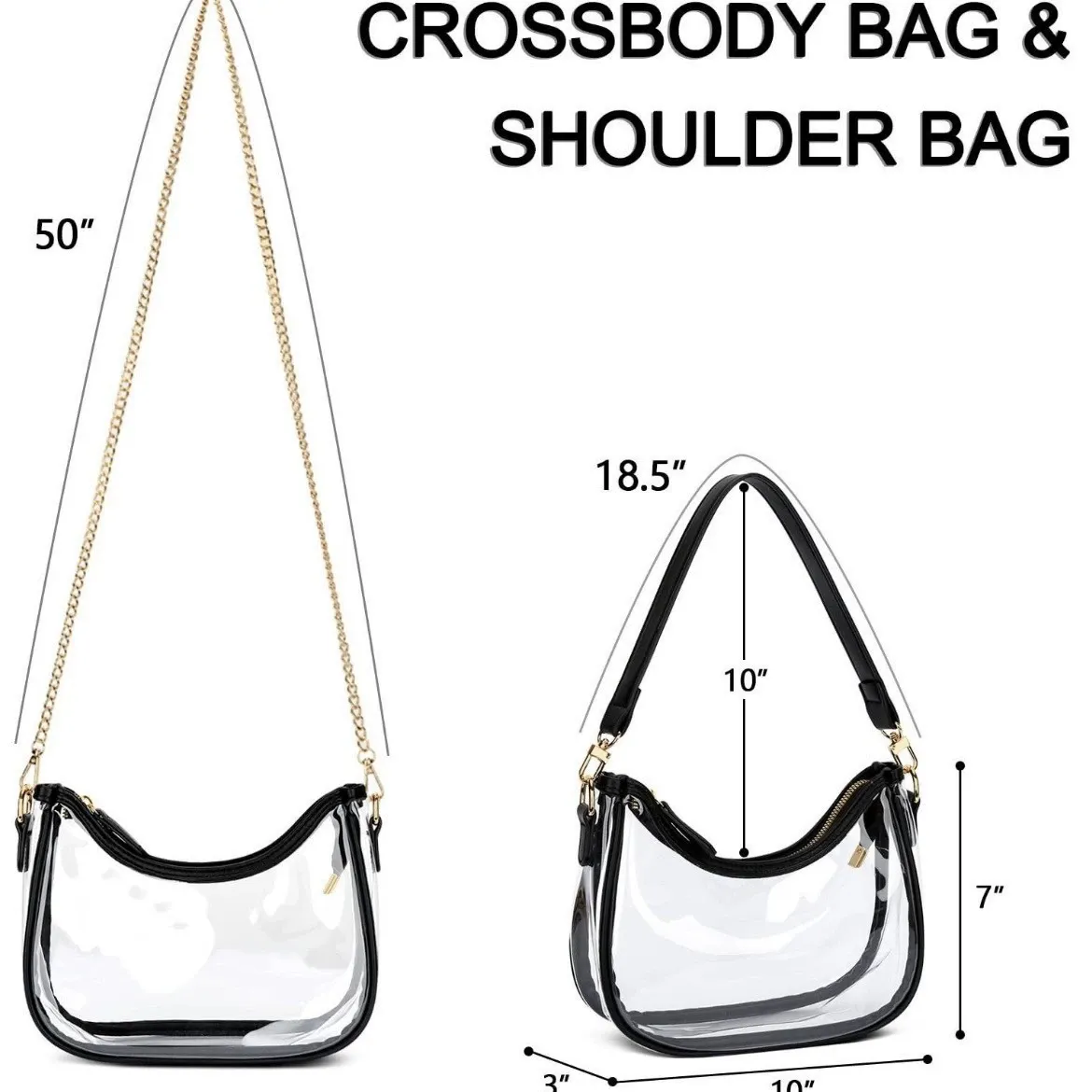 Clear jelly bag, new crescent bag, PVC underarm bag, stylish women's bag, baguette crossbody bag