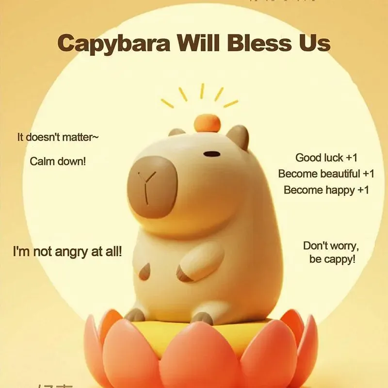 Cartoon Capybara Design Night Light,Squishy night light,USB Rechargeable Animal Shaped Night Light,Portable Touch Control Light For Bedroom,Living Room,Office,Suitable for Baby, Toddler, Girl