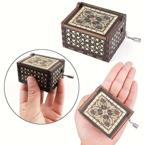 'You Are My Sunshine' Letter Pattern Music Box - Hand Crank Wooden Laser-Engraved Vintage Music Box - Ideal Gift for Birthdays, Anniversaries & Weddings