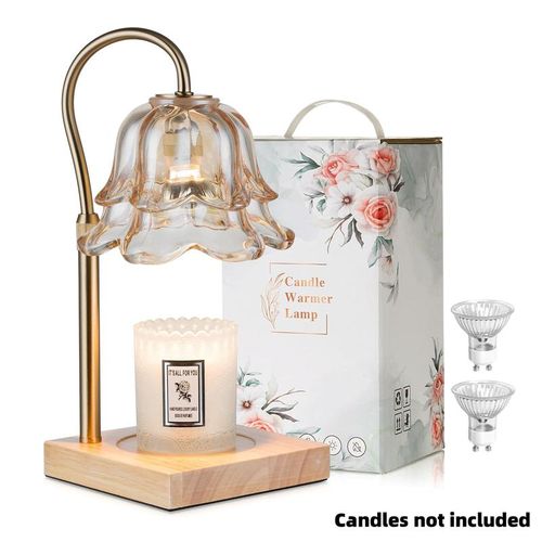 Flower Candle Warmer Lamp - 2 Bulbs Included, Height Adjustable with Timer, Unique Glass Lily of the Valley Lamp, for Home & Bedroom Decor, Ideal Gift for Birthday Mother's Day Halloween Christmas