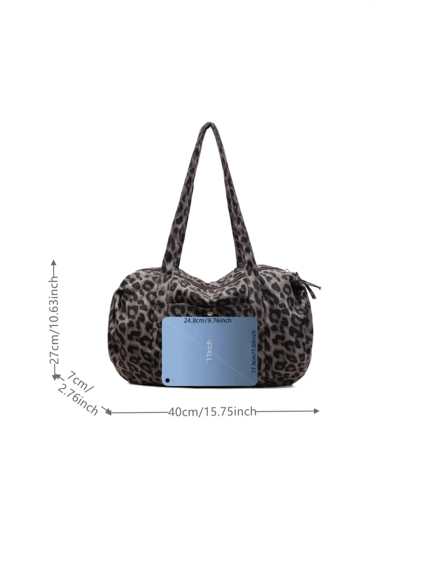 Large-Capacity Denim Leopard Print Luggage Bag, Tough Urban Fabric with Subtle Print, Niche Design, Versatile Tote, Convenient Sports Bag, Denim Shoulder Bag