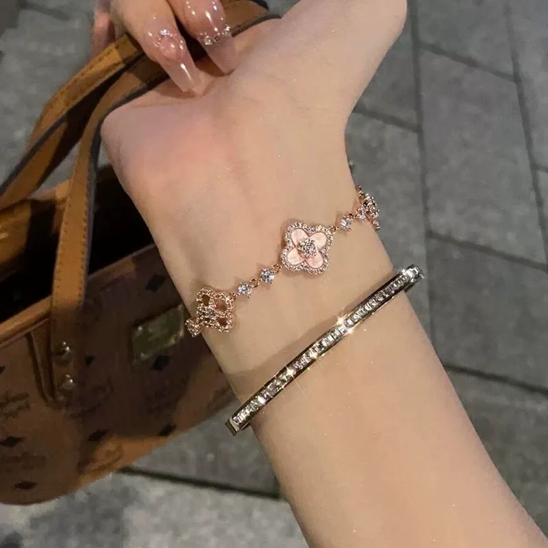 2025 Premium Spring Blossom Vow Pink Floral Bracelet | Noble Chic Niche Design | Versatile Luxury Accessory for Autumn-Winter