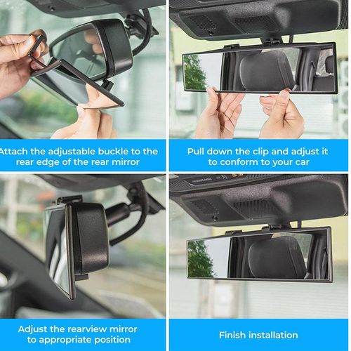 Car Rearview Mirror Backup Mirror Interior Large View Wide Angle Auxiliary White Mirror Enhance Driving Safety Reduce Blind Spots