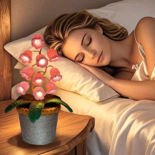 Handmade Crocheted Lily of the Valley LED Lantern - Valentine's Day, Mother's Day Gift (Comes with Exquisite Gifts), Cute Ornament, Warm-light home, Bedside desk decor, valentine's day decor, ramadan decoration 2026