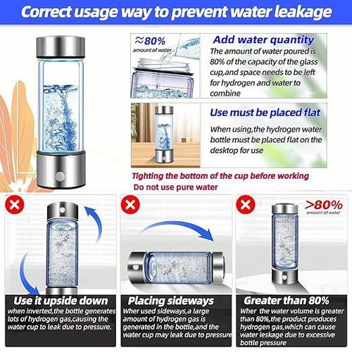 Miyubest Hydrogen Water Bottle Generator Up to 4100+ PPB SPE PEM Technology Portable Hydration System 6-Hour Retention BPA Free Reusable Tumbler Cup