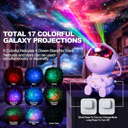 Astronaut Galaxy Star Projector Starry Night Light - Starry Nebula Ceiling Projection Lamp with 8 Modes, Remote and 360° Adjustable, Gift for Kids Adults for Bedroom Decor Aesthetic