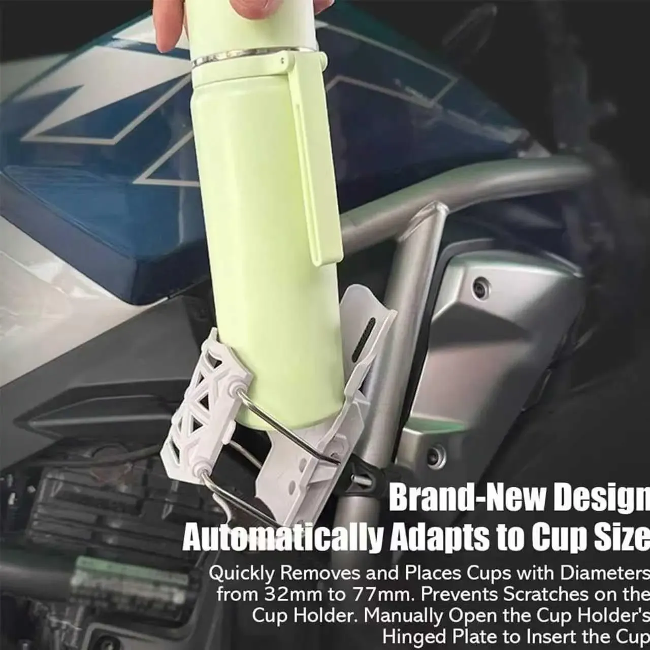 Self-Adjusting Cup Holder, 360° Rotatable Auto-Lock Self Adjusting Cup Holder, Bike Cups Holders Drink Holders, Adjustable Handlebar Crash Bar Mount Cups Cage for Cycling, Motorcycles