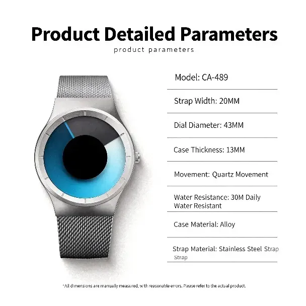 Mens Futuristic Minimalist Watch with Creative Rotating Disk Dial and Blue Gradient Design Perfect Birthday and Valentines Day Gift for Him Modern Stylish Everyday Accessory for Trendy Men