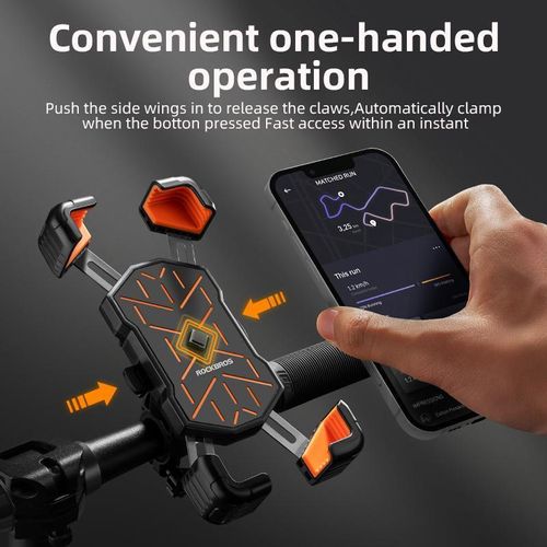 ROCKBROS Bike Phone Holder Mount, for 4.5''-7.1'' Phones, Quick Release Bike Phone Mount Handlebar Clamp, 360° Rotatable Bike Phone Holder