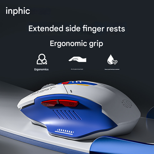 INPHIC F9 Mecha Version Wireless Mouse - Silent Click Rechargeable Mouse, Ergonomic Design for Office & Gaming, Quiet Wireless Mice with Long Battery Life