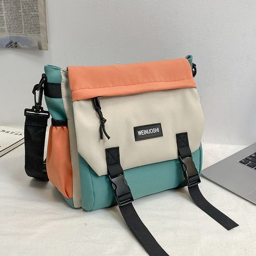 Colorful 2026 Fall Casual Colorblock Purse Crossbody Bags for Men & Women with Cartoon Charm, Minimalist Nylon Shoulder Bag for Work & School, Trendy Matching Messenger Bag, Harajuku School Bag for College, Bags for Women