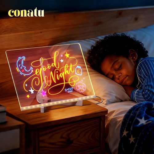 Led Drawing Board For Kids, Acrylic Dry Erase Light-Up Board with Stand Markers Wipes Spray Bottle & Tracing Paper Erasable Reusable Board for Kids Learning Ideal Gift for Birthday Halloween Christmas Decorative Neon Sign