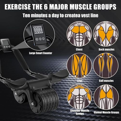 Elbow-Support Plank Abdominal Wheel - Automatic Rebound Ab Roller, Fat Burning Belly Slimming Tool, Home Gym Fitness Equipment for Abs Training & Core Workouts