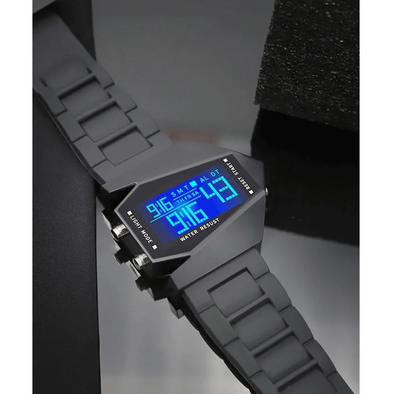 Airplane Watch 7Colors LED Light Waterproof Alarm Calendar