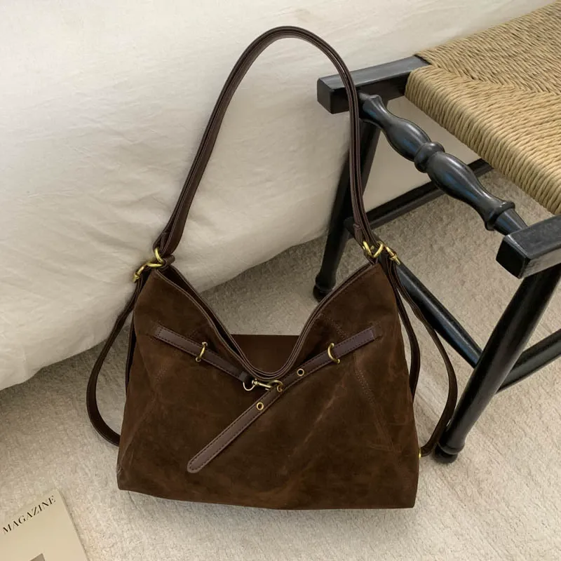 Women's Vintage Matte Tote Bag - 2025 New Autumn Winter Style, Large Capacity Convertible Bag, Single Shoulder & Backpack for Commute & Casual Use