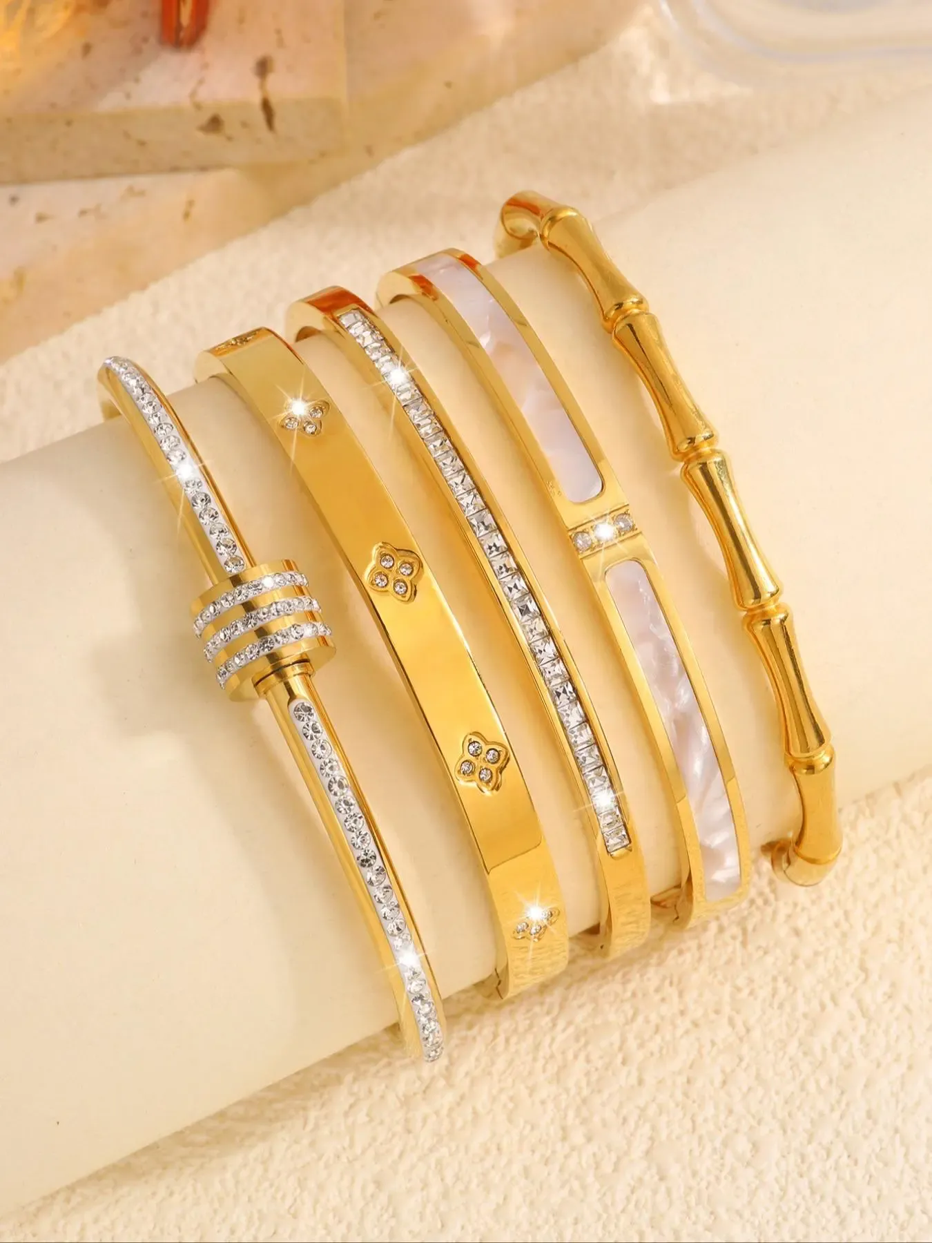 Elegant Fashion Bangle Bracelet Set, Stainless Steel Jewelry for Party, Daily Clothing Decor, Trendy Stack Bangle, Trendy All-match & Exquisite Jewelry for Birthday Gift, Bangles Bracelets Set