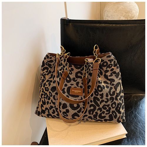 Women's Random Leopard Print Shoulder Bag, 2025 New Style Large Capacity Tote Bag for Work & Daily Used, Personalized Trendy All-match Underarm Bag