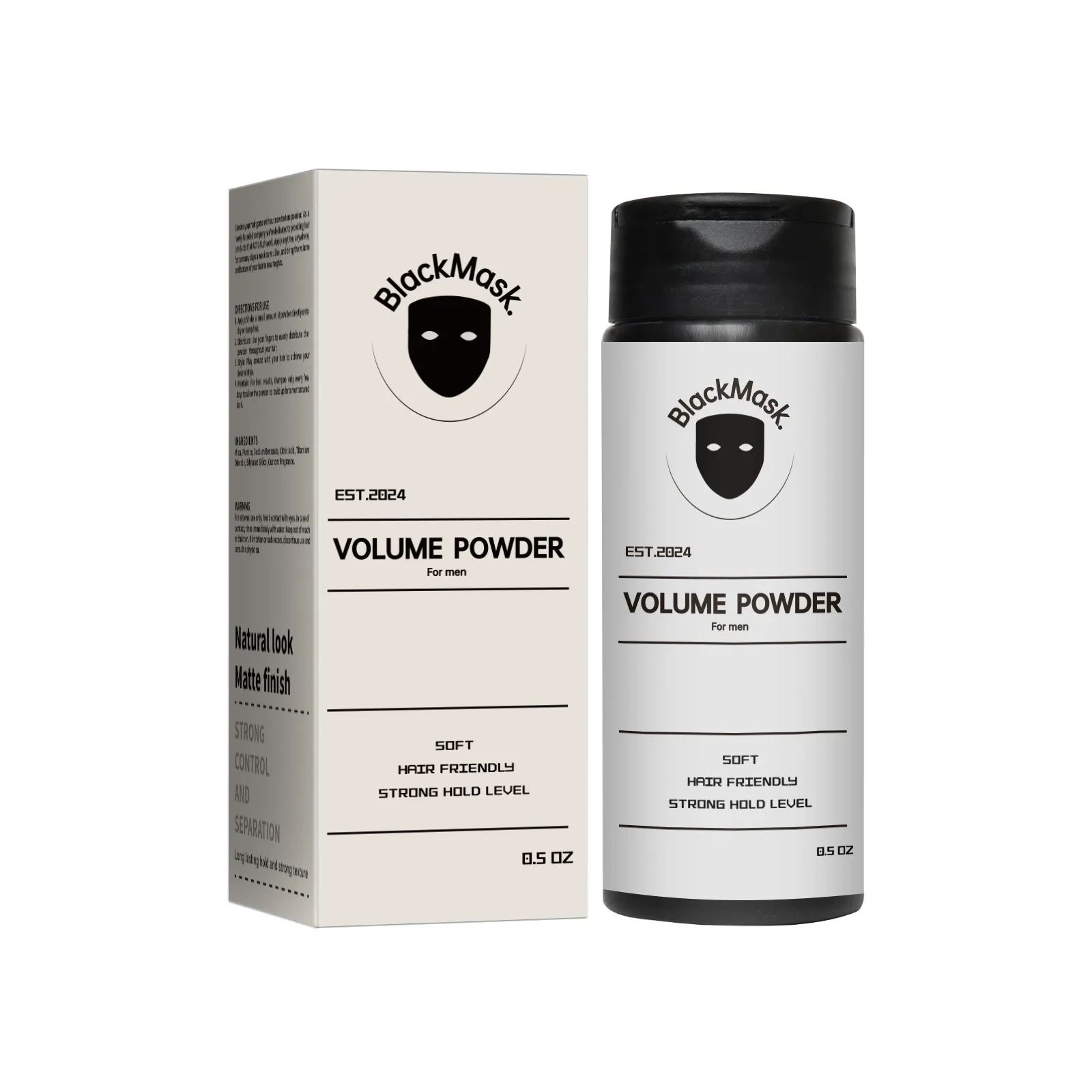 New BlackMask Hair Styling Powder - Strong Long-Lasting Hold, Texture-Enhancing Hair Powder, 0.5oz, Men's & Women's Hair Volumizing Styling Product