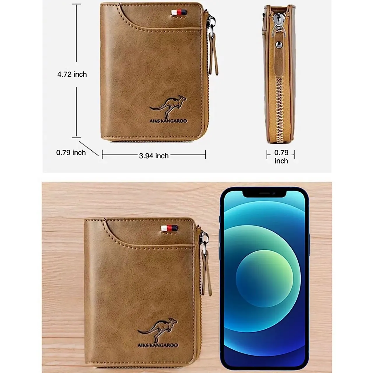 Mens RFID Blocking Leather Wallet Credit Card ID Holder Zipper Purse Waterproof