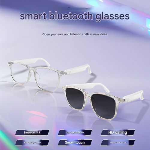 New Gs-03 Smart Bluetooth-compatible Glasses Touch Control Music Call Multi-Lens Options, Ideal for Office Outdoor Use, Plastic Frame, Lithium Ion Battery
