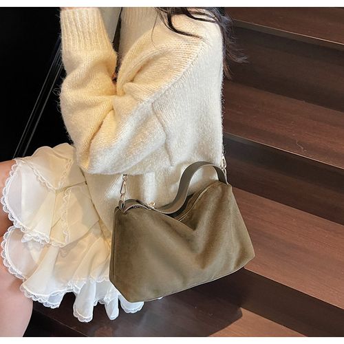 Women's Fall Winter New Suede Pillow Bag, Fashion Minimal Boston Shoulder Crossbody Bag, Elegant Commuter Bag, Suitable for Office, Commute, Shopping, Travel, Gym