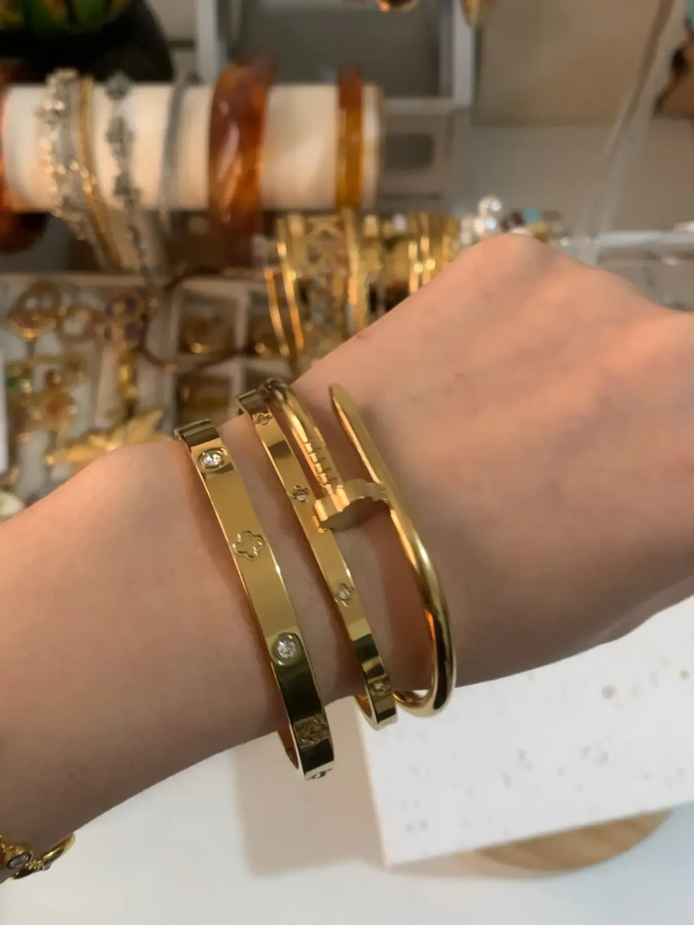 Women's Stainless Steel Bracelet Set, Flower Nail Design , Casual Style Elegant Jewelry Bracelet for Women, Perfect Gift for Her, High Quality Bracelet