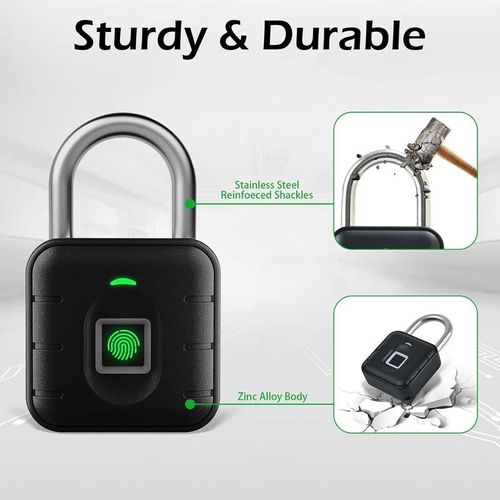 NexusLab Smart Fingerprint Padlock, Tuya App Control, Bluetooth Unlock, IP67 Waterproof, 10 Fingerprint Capacity, Stainless Steel Shackle, Biometric Door Lock For Suitcases, Gym Lockers, Outdoor Gates, Doors, Fences, Storage