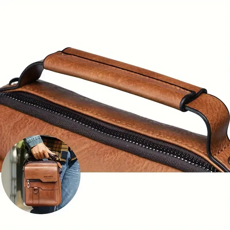 Men's Messenger Bag PU Leather Vintage Shoulder Bag Crossbody Bag Casual Handbag Travel Backpack