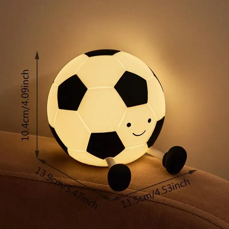 Football Shaped Decorative Night Light, Rechargeable 3-Level Dimmable Silicone Squishy Night Light, Funny Office Desk and Bedroom Decor, Birthday Gift