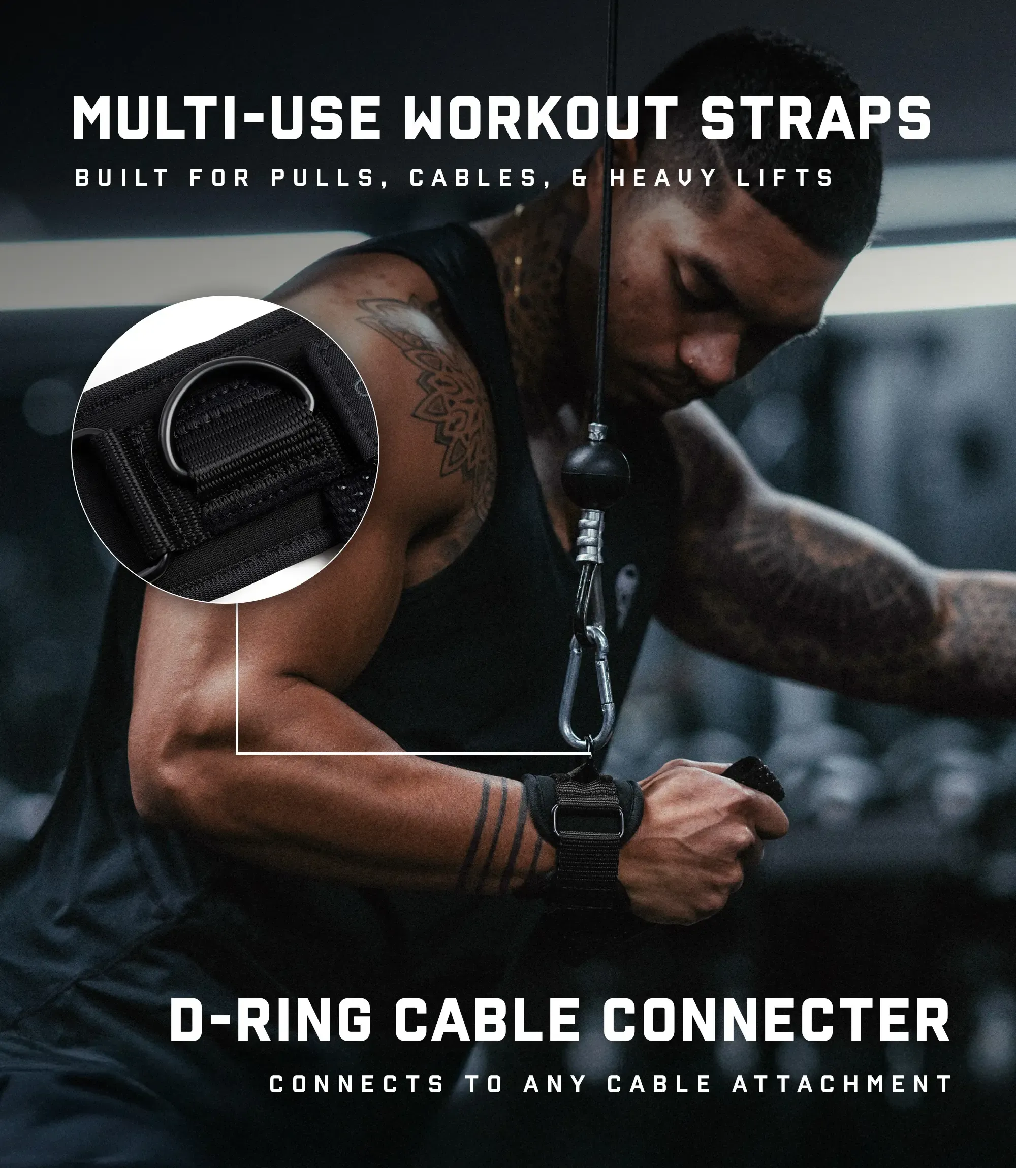 Lifting Straps with Cushioned Wrist Cuff 14.5 Cotton Strap Anti-Slip Silicone Beads 5mm Steel D-Ring for Free-Weight & Cable Training