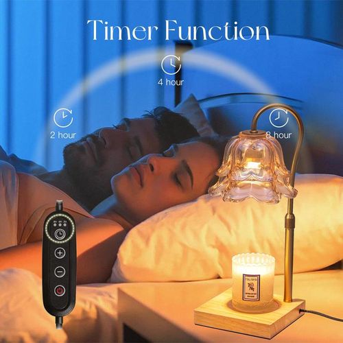 Flower Candle Warmer Lamp - 2 Bulbs Included, Height Adjustable with Timer, Unique Glass Lily of the Valley Lamp, for Home & Bedroom Decor, Ideal Gift for Birthday Mother's Day Halloween Christmas