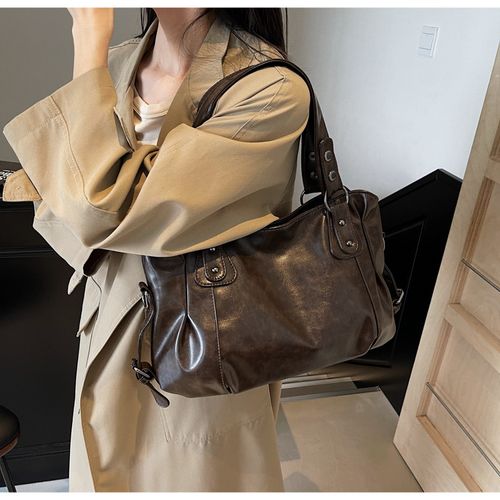 Women's Elegant Solid Color Shoulder Bag, handbag shoulder bag, Fashionable Large Capacity Crossbody Bag for Work & Daily Used, Casual Trendy Versatile High-quality Daily Commuting Bag