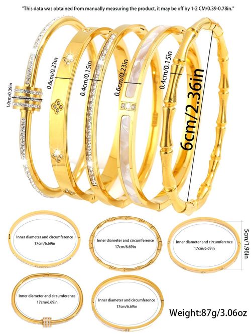 Elegant Fashion Bangle Bracelet Set, Stainless Steel Jewelry for Party, Daily Clothing Decor, Trendy Stack Bangle, Trendy All-match & Exquisite Jewelry for Birthday Gift, Bangles Bracelets Set