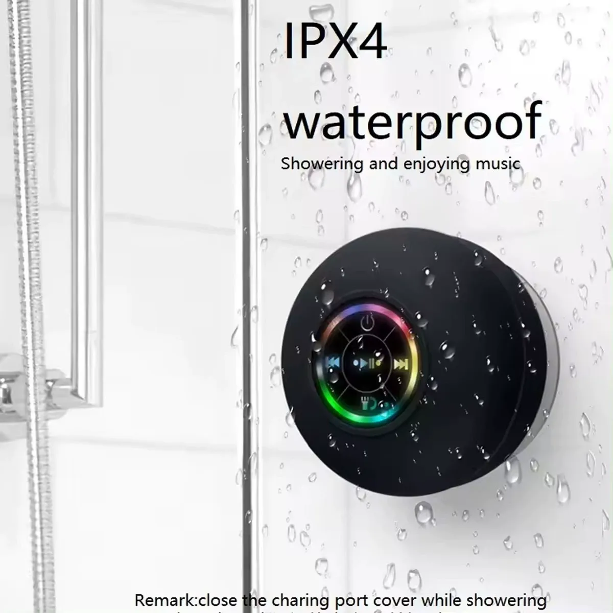 Hot Sale BTS07 Waterproof Bluetooth Speaker | Large Suction Cup with LED Colorful Lights | Bass Stereo Portable Shower Speaker | Perfect Gift with RGB Light Show