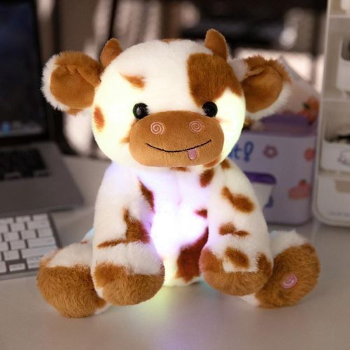 LED Cow Plush Toys, 1 Count Glow In The Dark Cow Toys Lighting Up Stuffed Animal Kawaii Plushies Cuddly Cow Plush Cute Cow Design Gift For Birthday