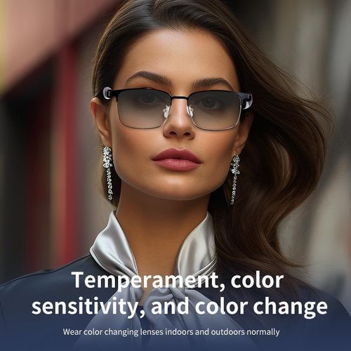 VUB Bluetooth audio smart glasses with photochromic lenses that darken in sunlight, metal frame, surround sound and Wireless microphone