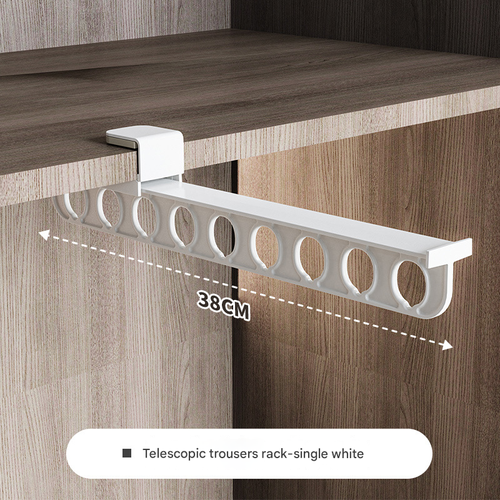 New Home Pull-Out Sliding Rail Pants Hanger Wardrobe Organizer Space-Saving Drill-Free Installation Telescopic Bracket
