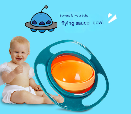 Upgraded Universal Gyro Bowl 360° Rotating Balance Bowl for Kids Gyroscope Flying Saucer Baby Feeding Bowl Anti-Spill Self Feeding Tableware