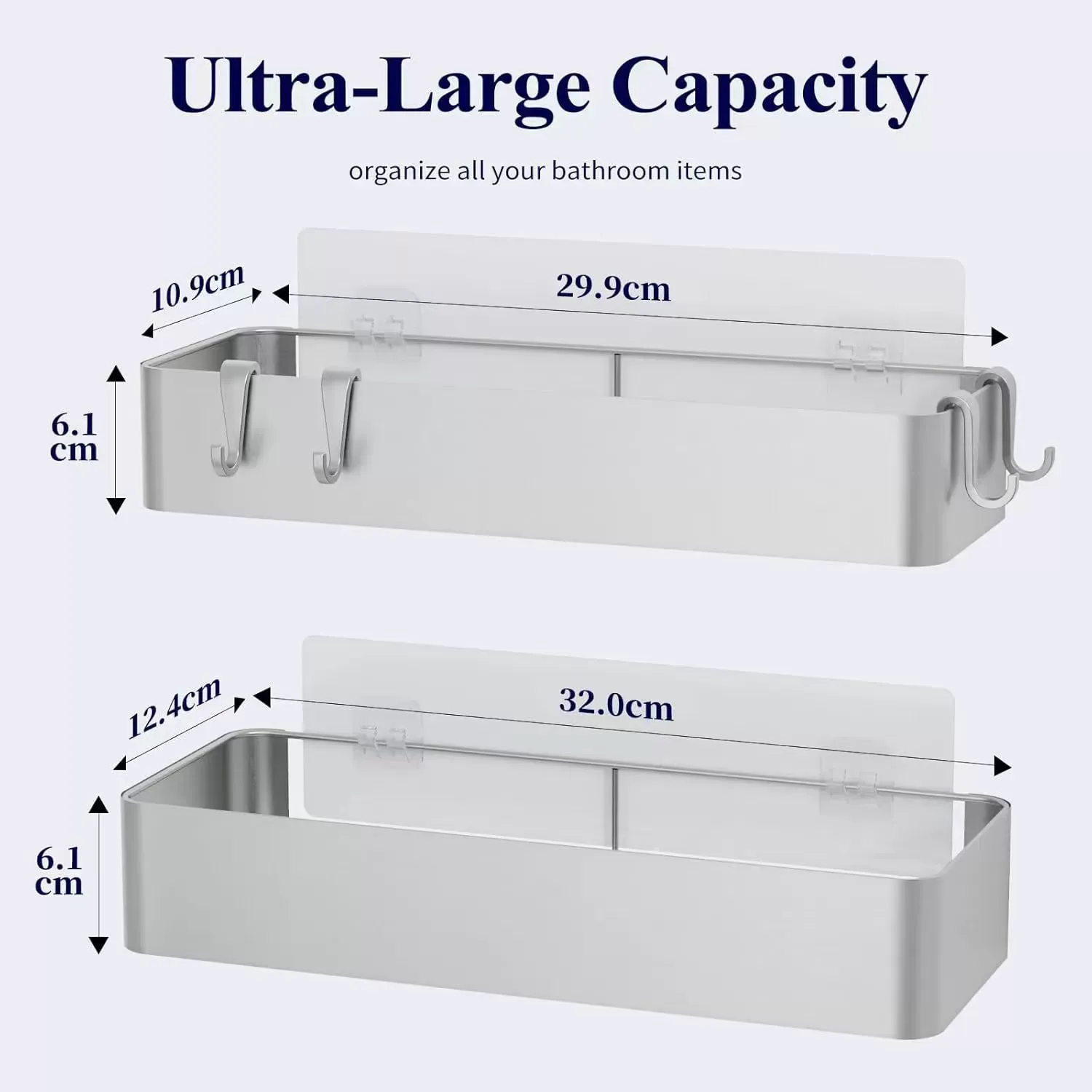 2025 Upgraded Drill-Free Wall Mounted Storage Organizer | Bathroom & Kitchen Shelf Rack | Multipurpose Holder for Toiletries & Utensils