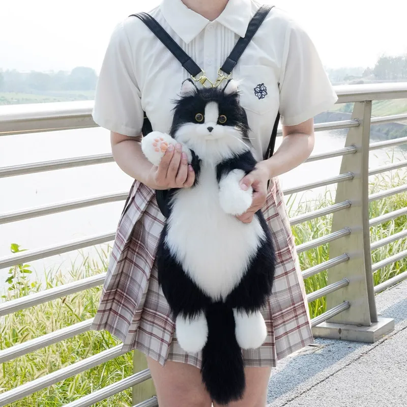 New Popular Cow Cat Plush Toy - Cute Stuffed Animal Doll, Realistic Cat Shape Plushie, Trendy Soft Toy for Bags