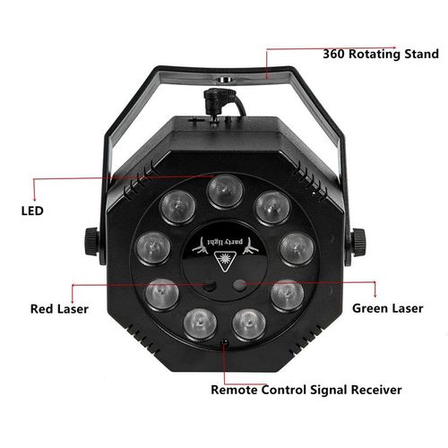 Disco Party Light DJ Laser Projector Light RGB Disco Light Red and Green Pattern Light Strobe Light for Home Room Dance Party Birthday Karaoke Halloween Christmas Wedding Show Club Decoration Laser Projector