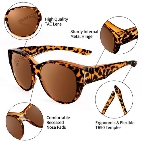 Fit Over Glasses Sunglasses for Women Men, Oversized Cat Eye Sunglasses Polarized 100% UV400 Protection