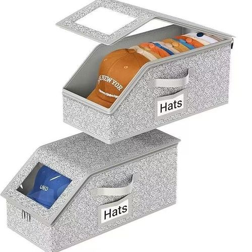 Multifunctional Large-Capacity Foldable Baseball Cap Storage Box with Lid, Dustproof Zippered Case