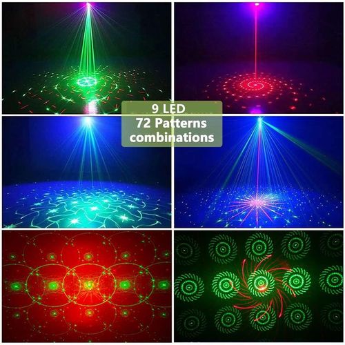 Disco Party Light DJ Laser Projector Light RGB Disco Light Red and Green Pattern Light Strobe Light for Home Room Dance Party Birthday Karaoke Halloween Christmas Wedding Show Club Decoration Laser Projector